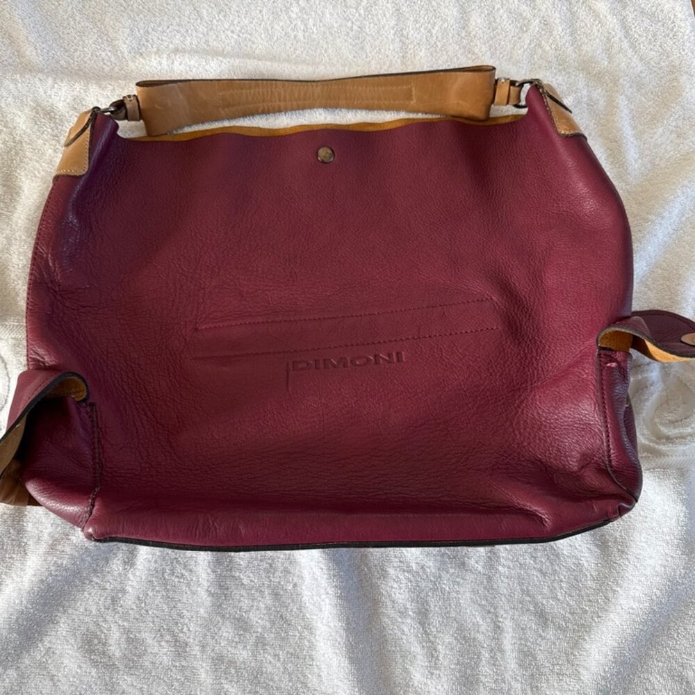 Dimoni Large Burgundy Genuine Leather Tote Bag Made in Spain EUC